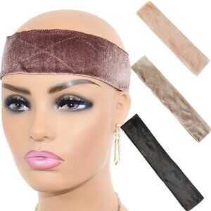 Velvet Wig Grip Headband 2-Pack Set Adjustable Non-Slip Extra Hold Black New